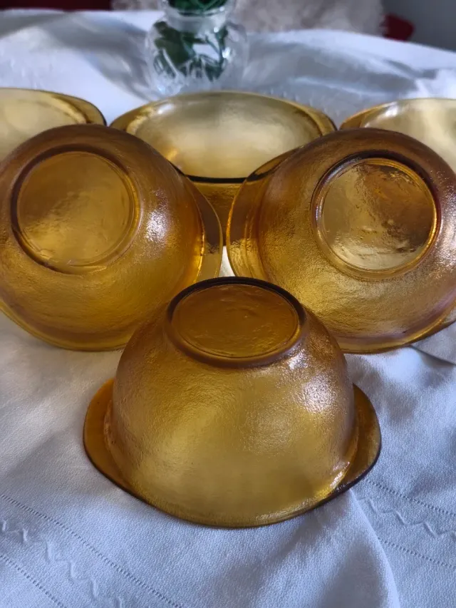 6 Tazones Vidrio tipo Duralex texturizados.