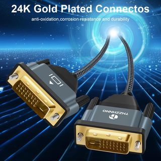 DVI a DVI Cable 2M, Chapado en oro y Trenzado Mach
