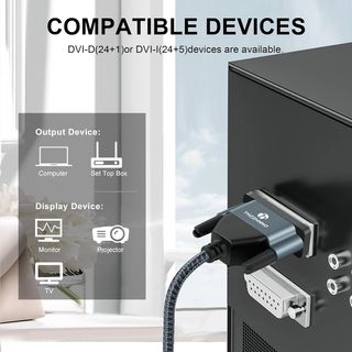 DVI a DVI Cable 2M, Chapado en oro y Trenzado Mach