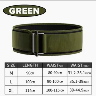 Cinturón Lumbar Levantamiento Pesas Verde Talla L