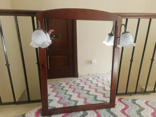 Espejo baño madera con luces 80cm