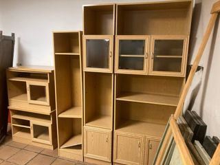 Mueble de salón madera y cristal