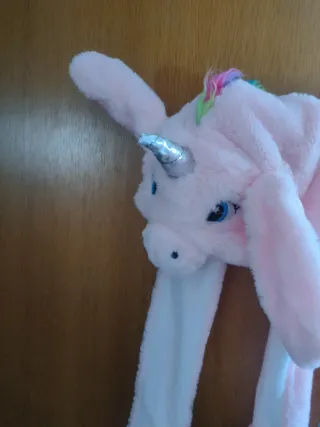 Gorro unicornio rosa con orejas