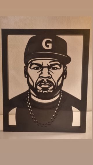 Pannello murale 50 Cent in metallo nero