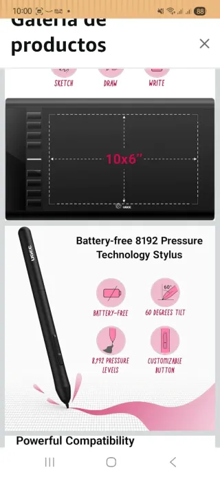 Tableta Gráfica 10x6 Sensible