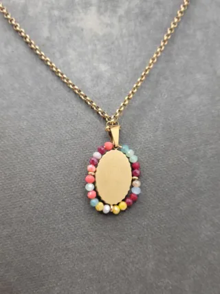 Collar Cruz Acero Quirúrgico Baño Oro