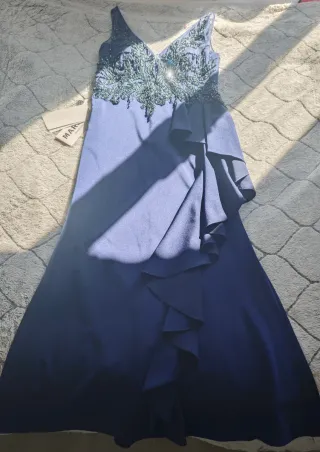 Vestido fiesta MARFIL T44 Azul Marino