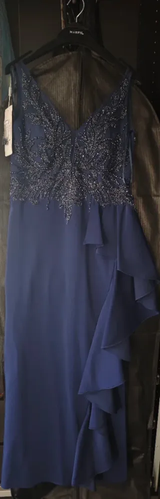 Vestido fiesta MARFIL T44 Azul Marino