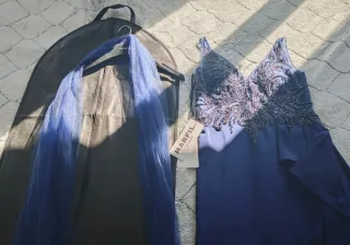 Vestido fiesta MARFIL T44 Azul Marino