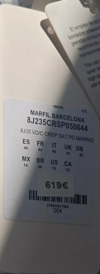 Vestido fiesta MARFIL T44 Azul Marino