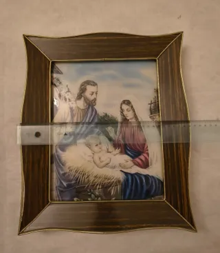 Quadro Sacra Famiglia su vetro bombato - anni 50