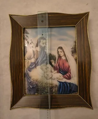 Quadro Sacra Famiglia su vetro bombato - anni 50