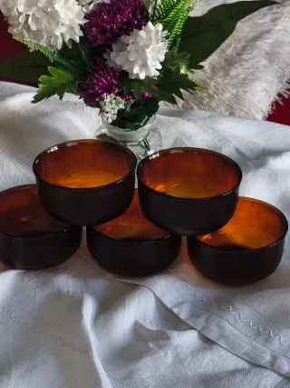 5  cuencos de Vidrio Ámbar