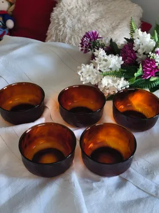 5  cuencos de Vidrio Ámbar