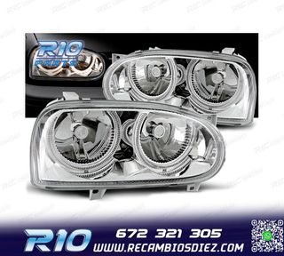 FAROS VOLKSWAGEN VW GOLF 3 OJOS ANGEL FONDO CROMO H7 H7