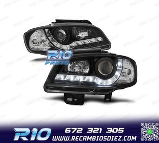 FAROS PARA SEAT IBIZA CORDOBA 6K2 99-02 LUZ DIURNA FONDO NEG