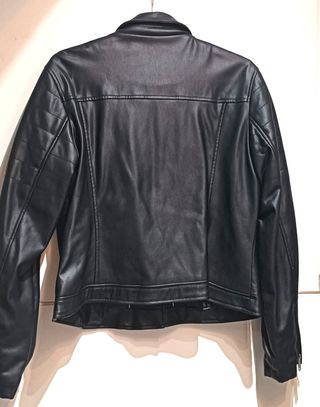 Cazadora Biker Cuero Negra Formula Joven Talla L