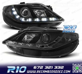 FAROS PARA SEAT IBIZA 6J 08-12 LUZ DIURNA LED FONDO NEGRO