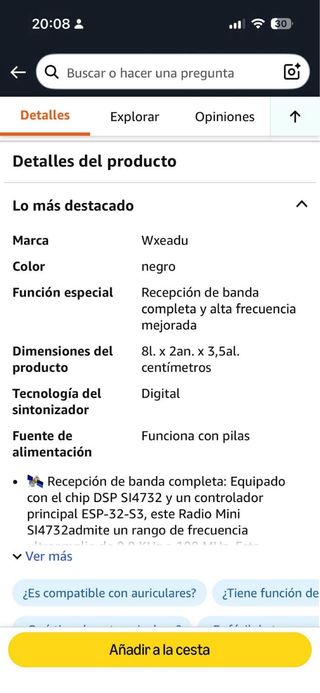 Radio Mini Wxeadu SI4732 Banda Completa