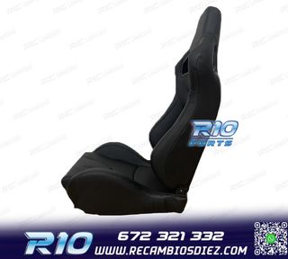 ASIENTO DEPORTIVO SEMI BAQUET ESTILO RS CUERO NEGRO SEMI PIE