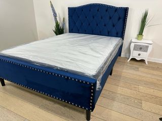 Cama azul 135x190cm terciopelo