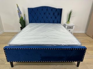 Cama azul 135x190cm terciopelo
