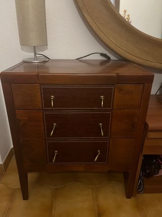 Mesitas Vintage Madera maciza  y Piel