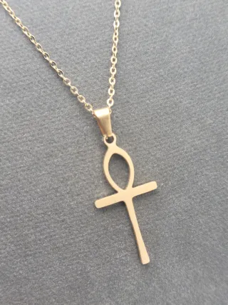 Collar Ankh Acero Quirúrgico Baño Oro
