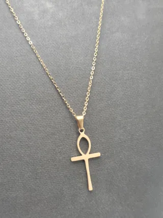 Collar Ankh Acero Quirúrgico Baño Oro