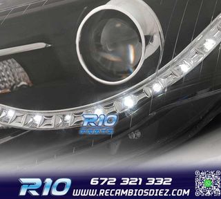 FAROS AUDI A4 B7 LUZ DIURNA LED FONDO NEGRO 04-07
