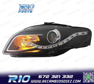 FAROS AUDI A4 B7 LUZ DIURNA LED FONDO NEGRO 04-07