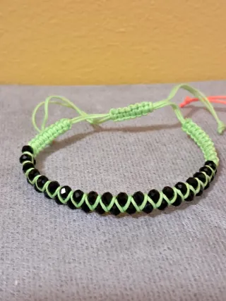 Coppia bracciali spago perline nere