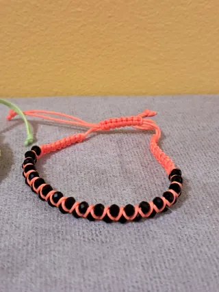 Coppia bracciali spago perline nere