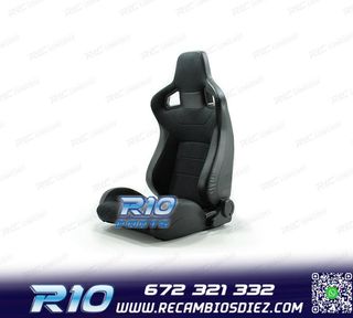 ASIENTO DEPORTIVO SEMI BAQUET ESTILO RS ALCANTARA CUERO NEGR