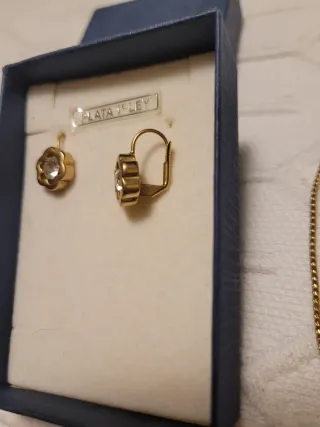 Conjunto Plata Dorada Flor Circonita