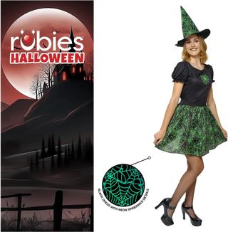 Rubies Disfraz Bruja Spiderweb Neon para mujer, Ve