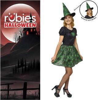 Rubies Disfraz Bruja Spiderweb Neon para mujer, Ve