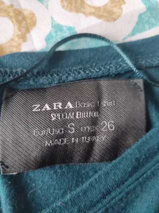 Blusa Zara Manga Larga Verde Azulado