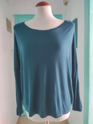Blusa Zara Manga Larga Verde Azulado