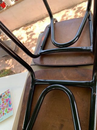 Juego de 2 sillas vintage madera y metal