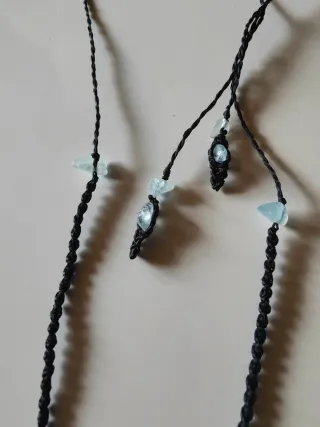 Collar Macramé Aguamarina Bruta