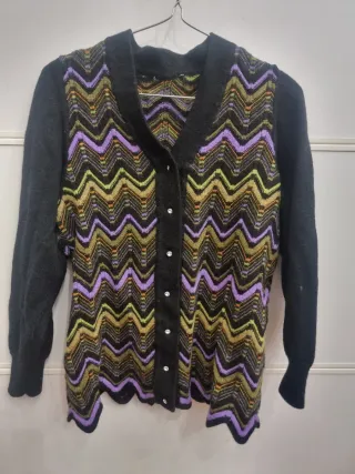 Cardigan Lana Vintage Zig Zag Multicolor
