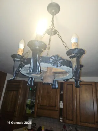 Lampadario legno e metallo cm 40