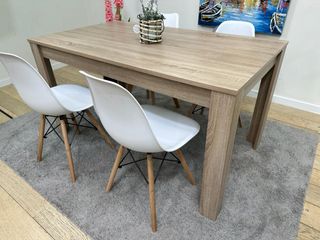 Mesa Comedor Nórdica con 4 Sillas Blancas