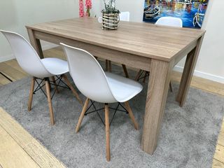 Mesa Comedor Nórdica con 4 Sillas Blancas