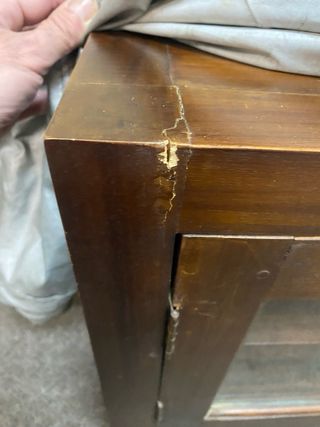 Mueble TV vintage madera y cristal