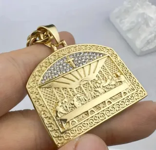 Colgante Última Cena Bañado Oro Cadena