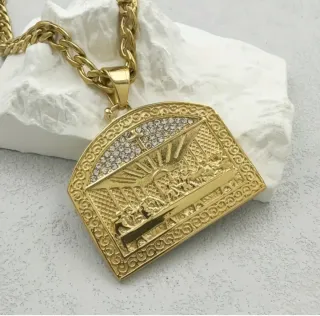 Colgante Última Cena Bañado Oro Cadena