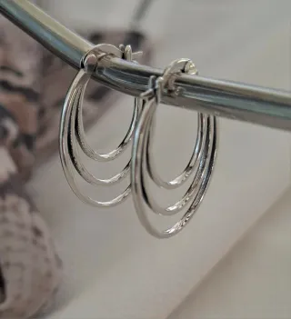 Pendientes Plata, Aro Triple Ovalados