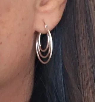 Pendientes Plata, Aro Triple Ovalados